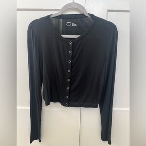 Aerie Black Button-Up Top
